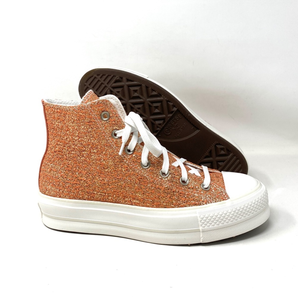 Converse CTAS Lift Platform High Top Gold Women Canvas Size Sneakers 570984C - Picture 4 of 9